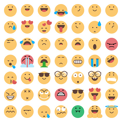 Vector illustration of a colorful and cute collection of emoticons