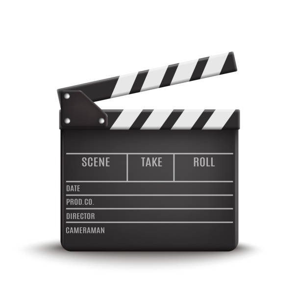 istock Vector 3d realistic illustration of open movie Clapperboard or clapper isolated on background 954104852