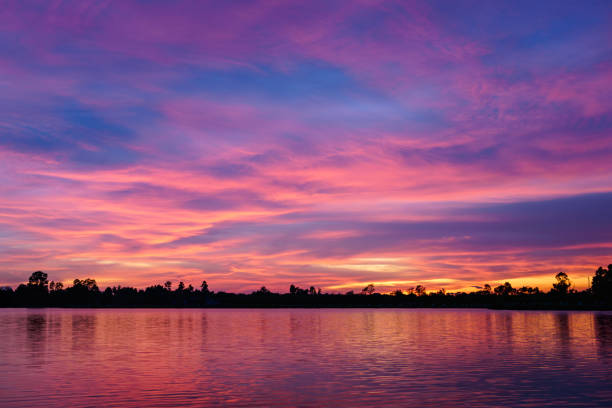 istock Sunset on the lake landscape 954108252