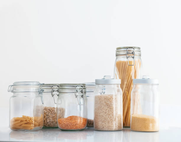 istock Set of cereals in a glass jar on a white background 954109200