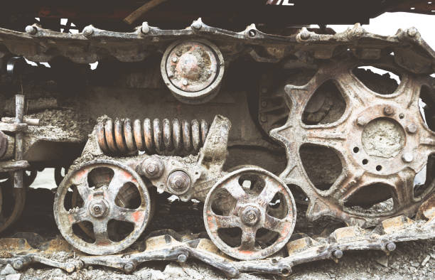 Crawler undercarriage of an old bulldozer
