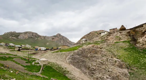 Mountain settlement, houses of inhabitants, Azerbaijan, Quba region