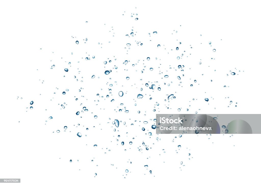 Gotas de agua azul aislado en fondo blanco. - arte vectorial de Agua libre de derechos