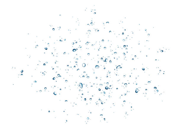голубые капли воды изолированы на белом фоне. - bubble water drop backgrounds stock illustrations
