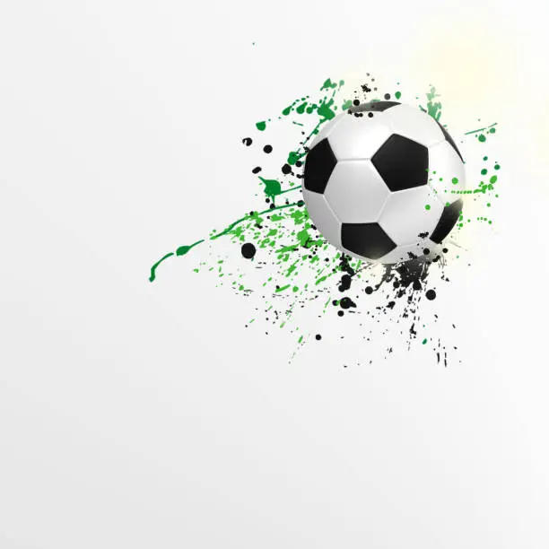 Soccerball in paint splashes on a white background.