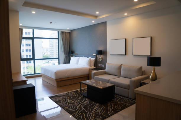 istock Cozy studio apartment design with bedroom and living space 954121470