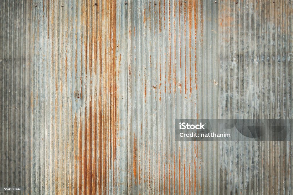 Old zinc texture background, rusty on galvanized metal surface. Metal Stock Photo