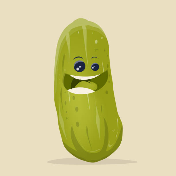 funny cartoon cucumber funny cartoon cucumber sour face stock illustrations