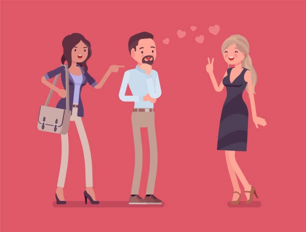 ilustrações de stock, clip art, desenhos animados e ícones de girlfriend feeling jealous - gossip couple love concepts