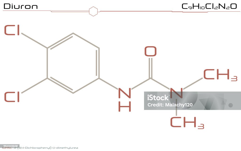 Diuron Structur Molecule Of Diuron Stock Illustration - Download Image Now - Atom ...