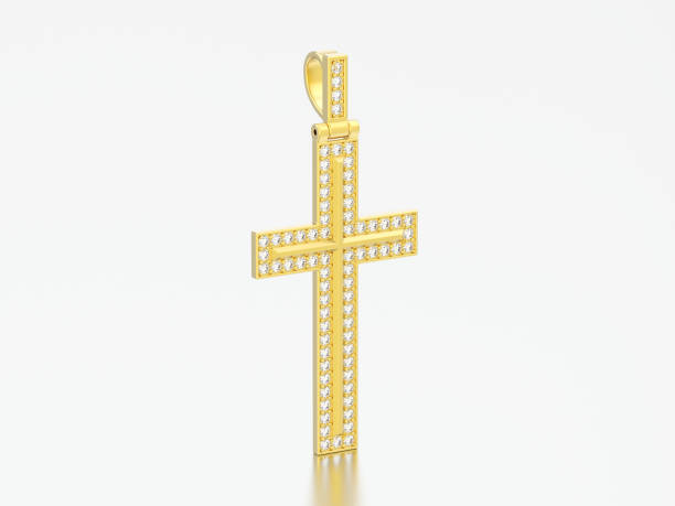 istock 3D illustration gold decorative diamond cross pendant 954145232
