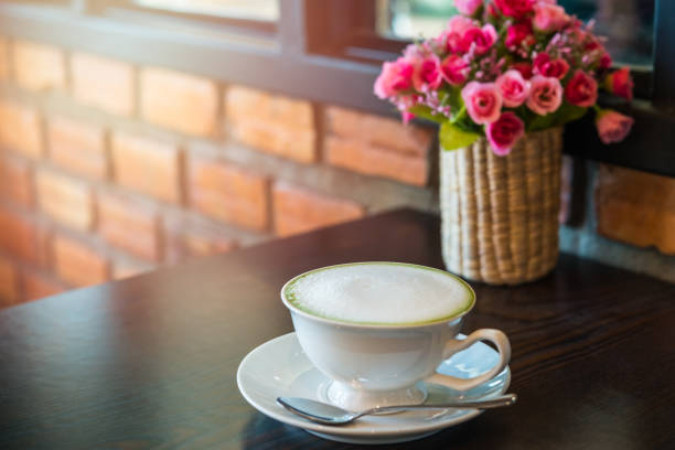 istock Hot matcha green tea with milk 954145236