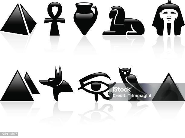 Ilustración de Iconos De Egipto y más Vectores Libres de Derechos de Búho - Búho, Cultura egipcia, Egipto