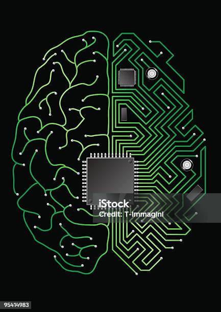 Digitale Gehirn Stock Vektor Art und mehr Bilder von Schaltkreis - Schaltkreis, Cyborg, Computerchip