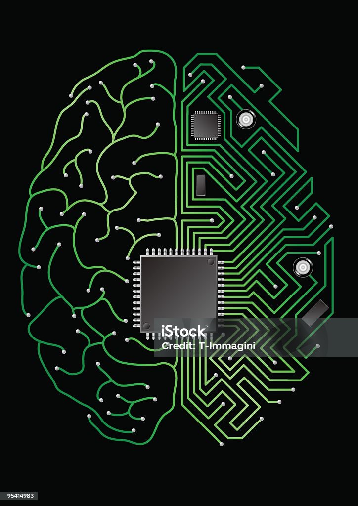 Digital cerebro - arte vectorial de Tablero de circuitos libre de derechos