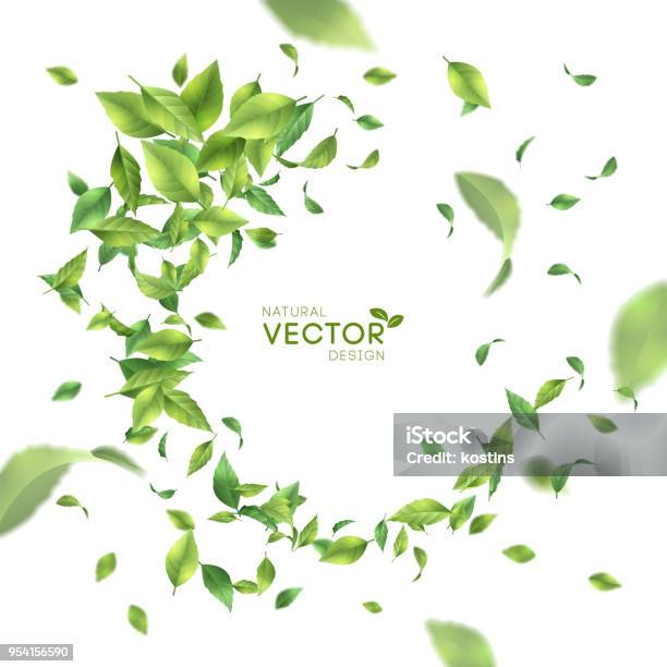 Green Flying Leaves Stock Illustration - Download Image Now - Leaf, Environmental Conservation, Green Color