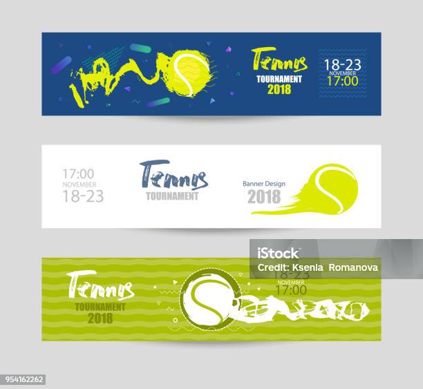 Set Designs For Tennis Modern Abstract Background Hand Drawing Textures Geometry Collection Of Sports Banners Abstract Ball Stock Illustration - Download Image Now
