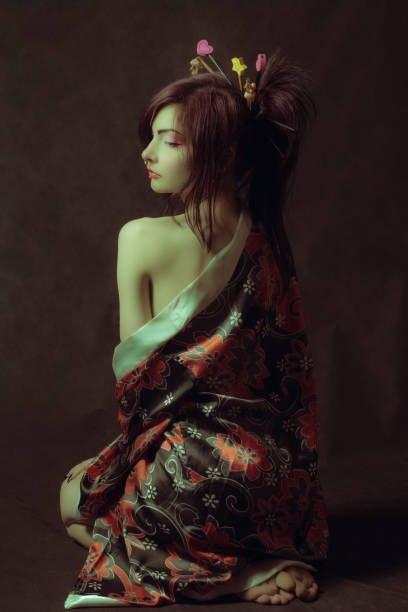 Naked geisha stock photo