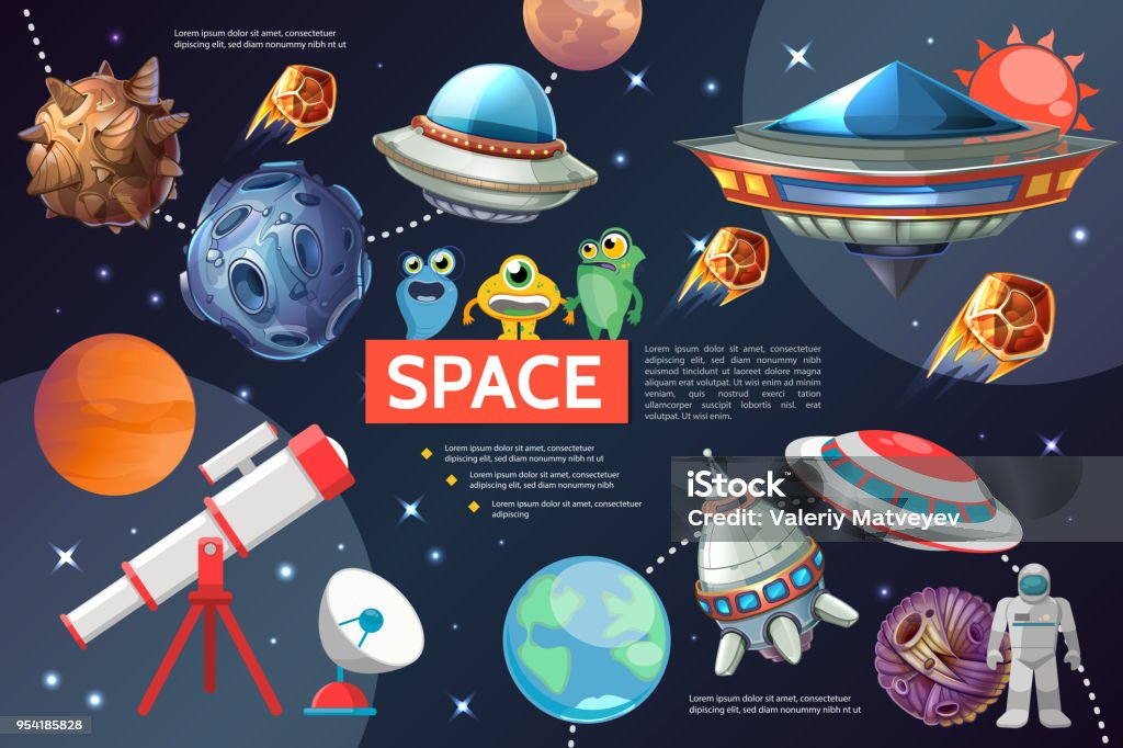 Colección de elementos espacio - arte vectorial de Espacio exterior libre de derechos
