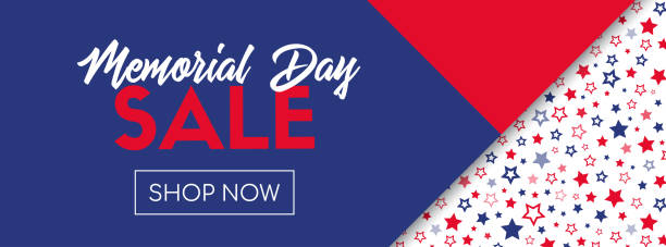 ilustraciones, imágenes clip art, dibujos animados e iconos de stock de plantilla de memorial day venta vector banner - government flag american culture technology