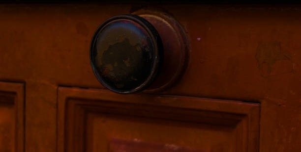 istock close up on a round door handle with decorative elements, door decoration 954208252