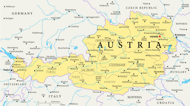Map of Austria - Vector Map of Austria - Vector illustration wiener neustadt stock illustrations