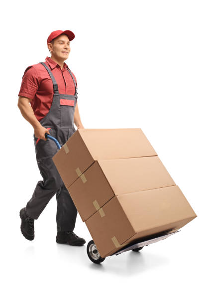 istock Mover pushing a hand truck 954213186