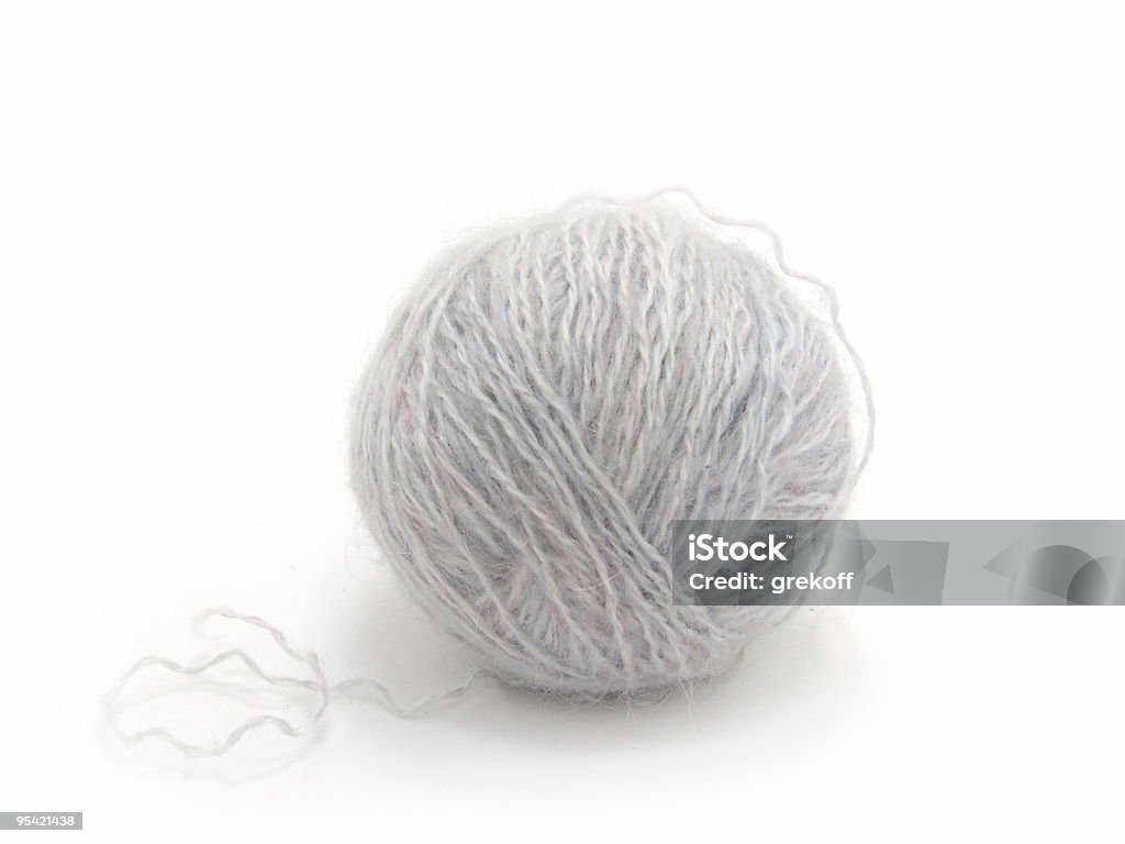 Bola de lã cinza - Foto de stock de Algodão - Material Têxtil royalty-free