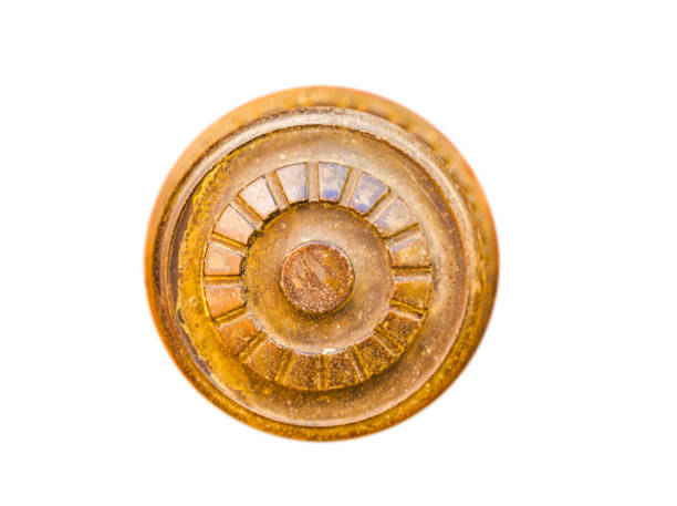 istock isolated round door handle with decorative elements, door decoration 954214616