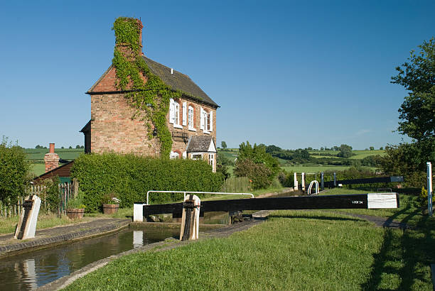 Burgundy canal in France showing a lock.