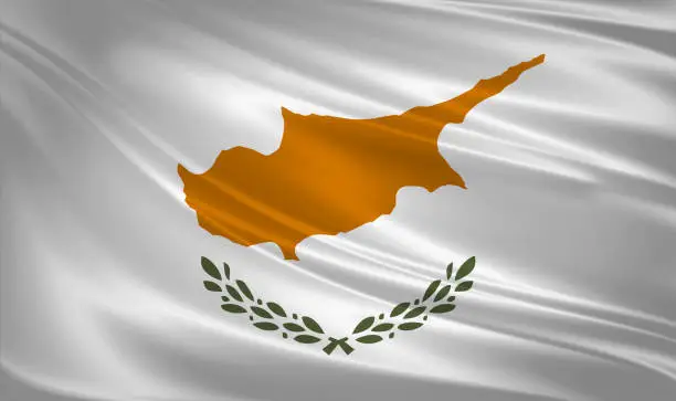 Photo of Cyprus flag blowing in the wind. Background texture. 3d rendering, wave.