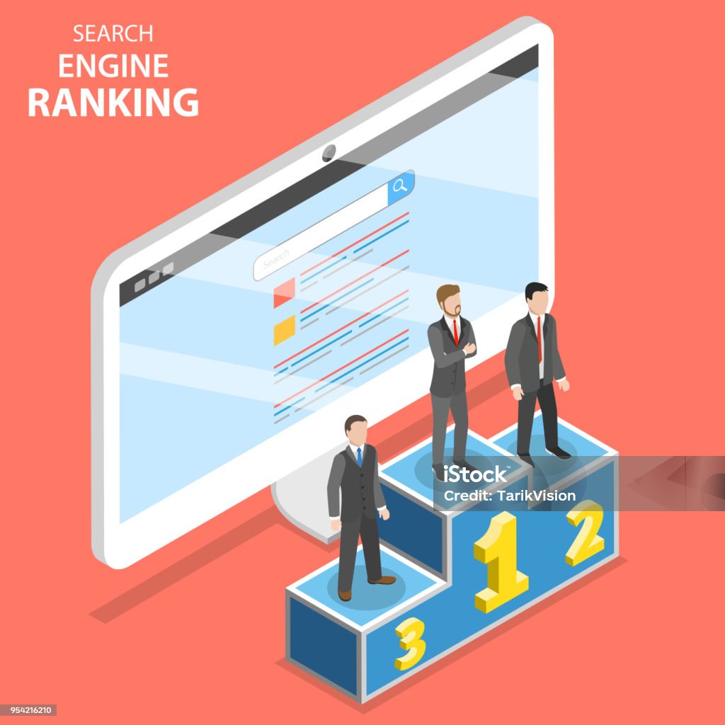 Internet Search Engine Rater Search Engine Ranking Flat Isometric Vector Stock Illustration ...