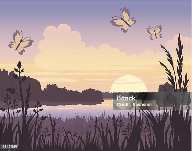 夕暮れの湖 - 絵画のベクターアート素材や画像を多数ご用意 - 絵画, 美術, 自然の景観