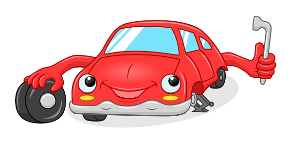 Cartoon Car Change Wheel Stock Illustration - Download Image Now - Beauty,  Car, Cartoon - iStock