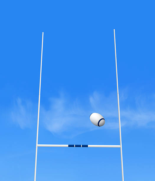 objetivo de rugby - rugby wooden post goal post rugby post fotografías e imágenes de stock