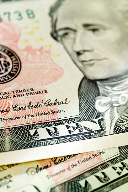 istock Ten dollar bill very close up 95422955