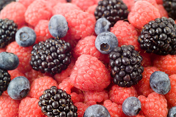 istock Mixed berry fruits, horizontal 95423216
