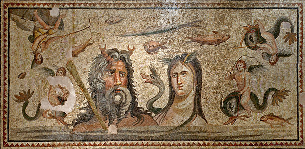 OCEANOS and TETHYS ancient mosaic  gaziantep city stock pictures, royalty-free photos & images