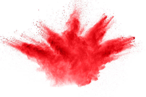 istock abstract red dust explosion on  white background. abstract red powder splattered on white background, Freeze motion of red powder splashing. 954245700