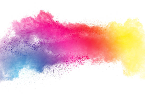 istock Multi color powder explosion isolated on white background. Colored dust splash cloud  on white background. Launched colorful particles on background. Painted Holi in festival. 954245768