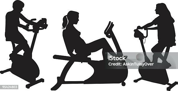 Aptidão - Arte vetorial de stock e mais imagens de Aula de Exercício Físico - Aula de Exercício Físico, Ciclismo, Adulto