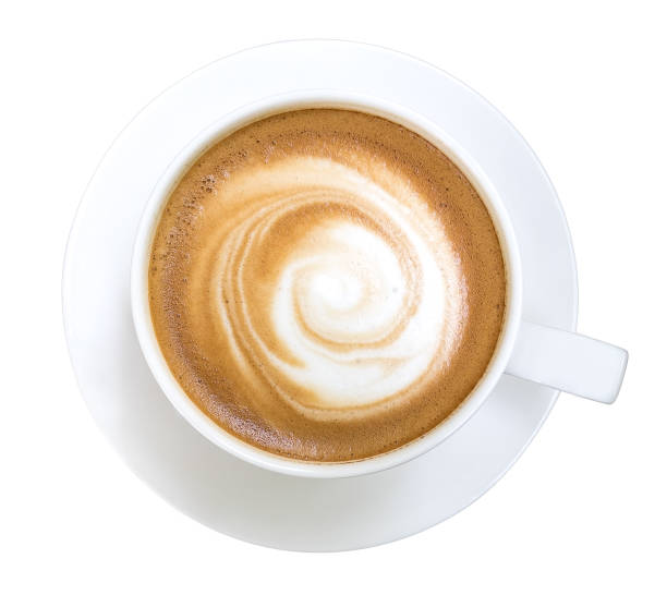istock Top view of hot coffee cappuccino isolated on white background 954250004