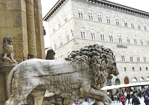 Lion of Vacca, Loggia dei Lanzi, Signoria square, Florence, Italy
