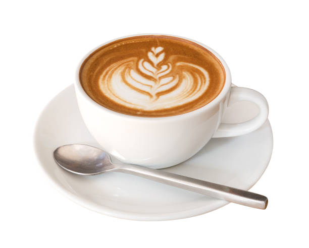 istock Hot coffee cappuccino latte art isolated on white background, clipping path included 954251882