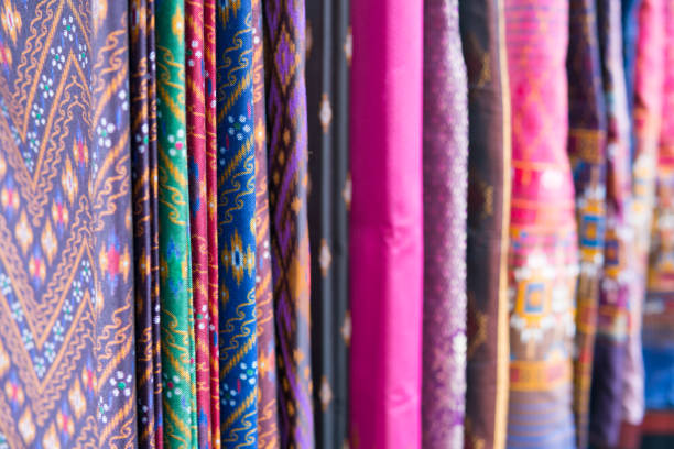 istock silk and cotton fabric Thailand's tailoring style,selective focus 954256344