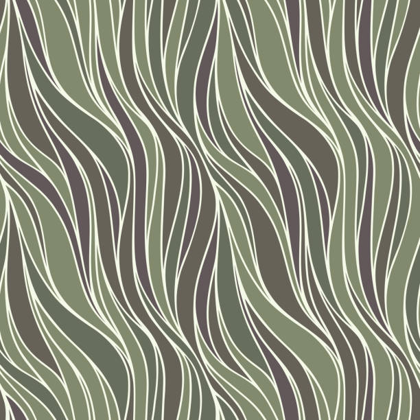 бесшовный пружинный векторный узор с линиями. - wave pattern pattern green seaweed stock illustrations