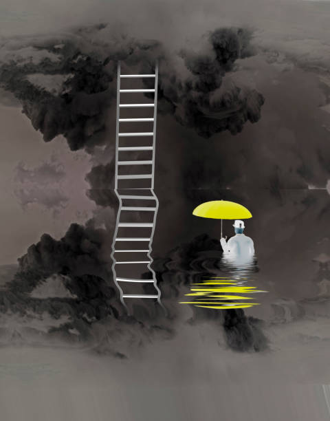 istock Man with yellow umbrella 954259866