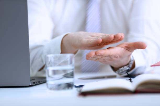 man in suit clap his arms congrats - hands clasped business education cooperation imagens e fotografias de stock