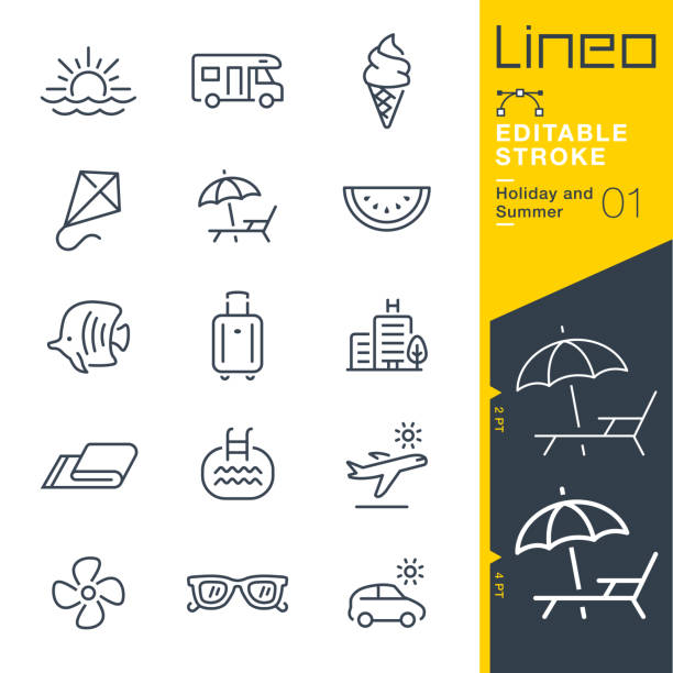 Lineo Editable Stroke - Holiday and Summer line icons Vector Icons - Adjust stroke weight - Expand to any size - Change to any colour tourism stock illustrations