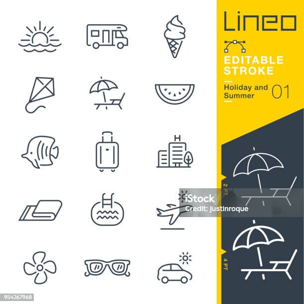 Lineo Editable Stroke Holiday And Summer Line Icons Stock Illustration - Download Image Now